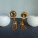 Pair of vintage brass and opaline wall lights