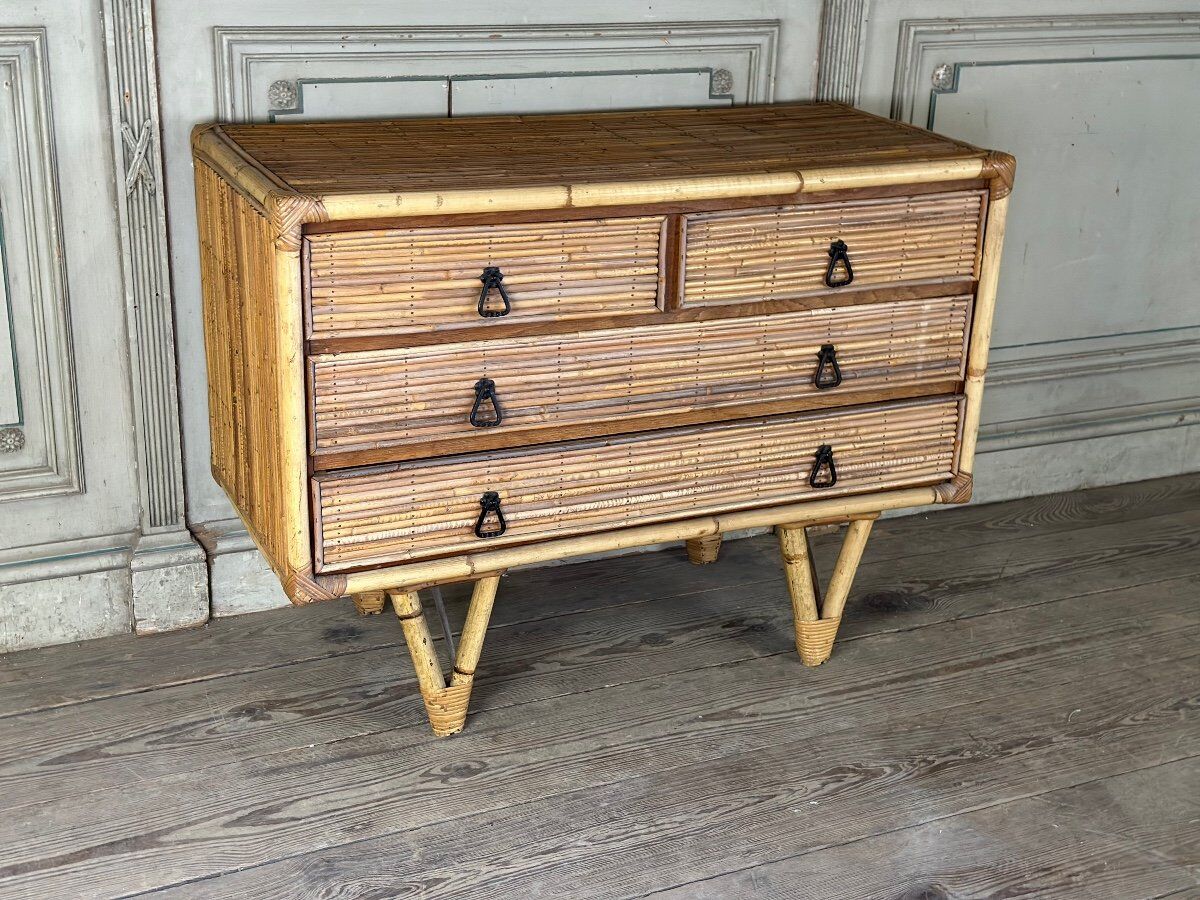 Bamboo chest of drawers circa 1960