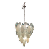 Large Polygon White Murano Glass Chandelier 1980’s
