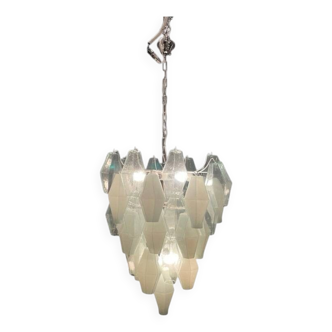 Large Polygon White Murano Glass Chandelier 1980’s