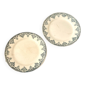 2 assiettes anciennes en faïence Boulenger terre de fer Choisy le Roi