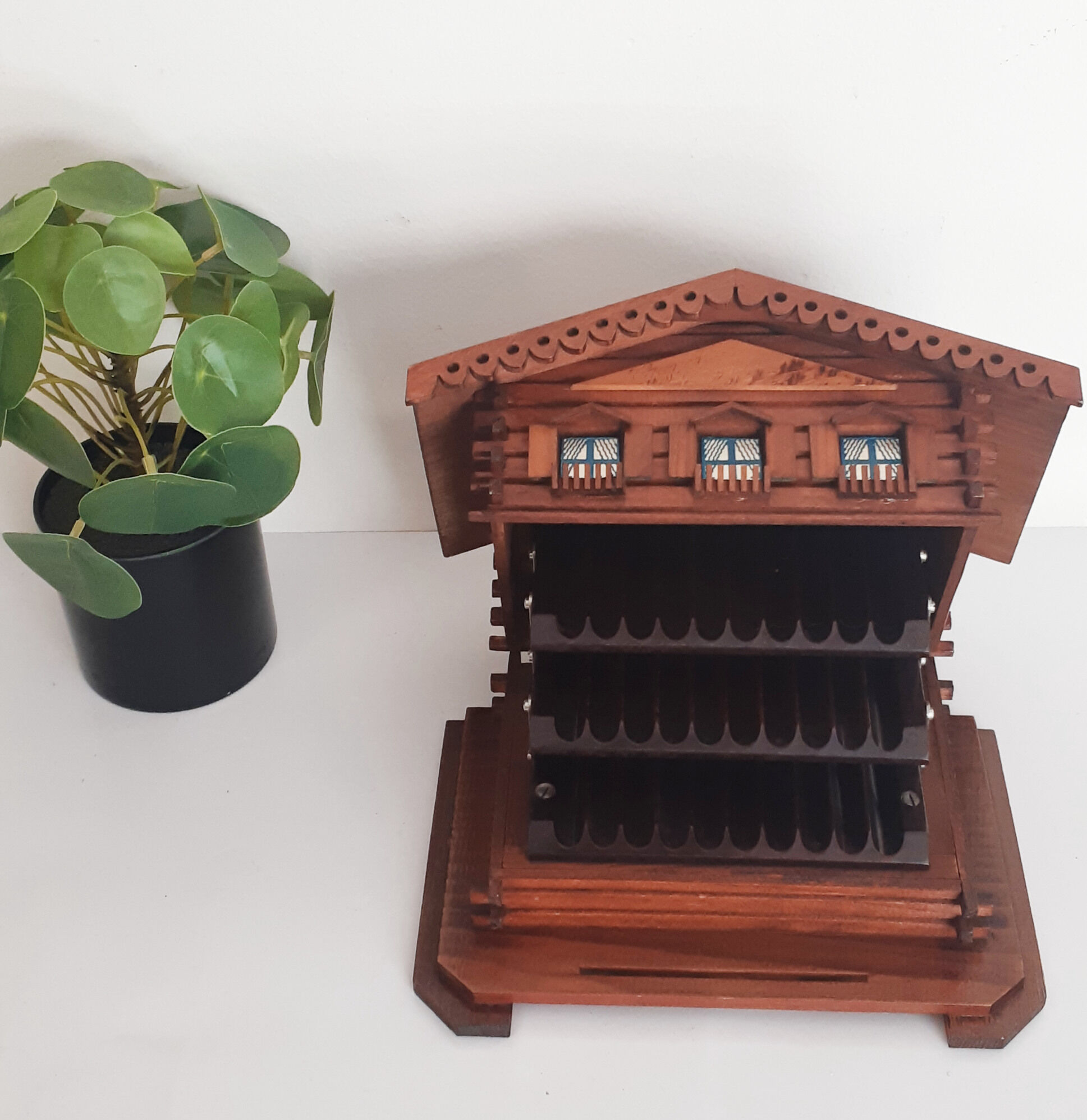 Swiss wooden chalet cigarette storage, mountain chalet