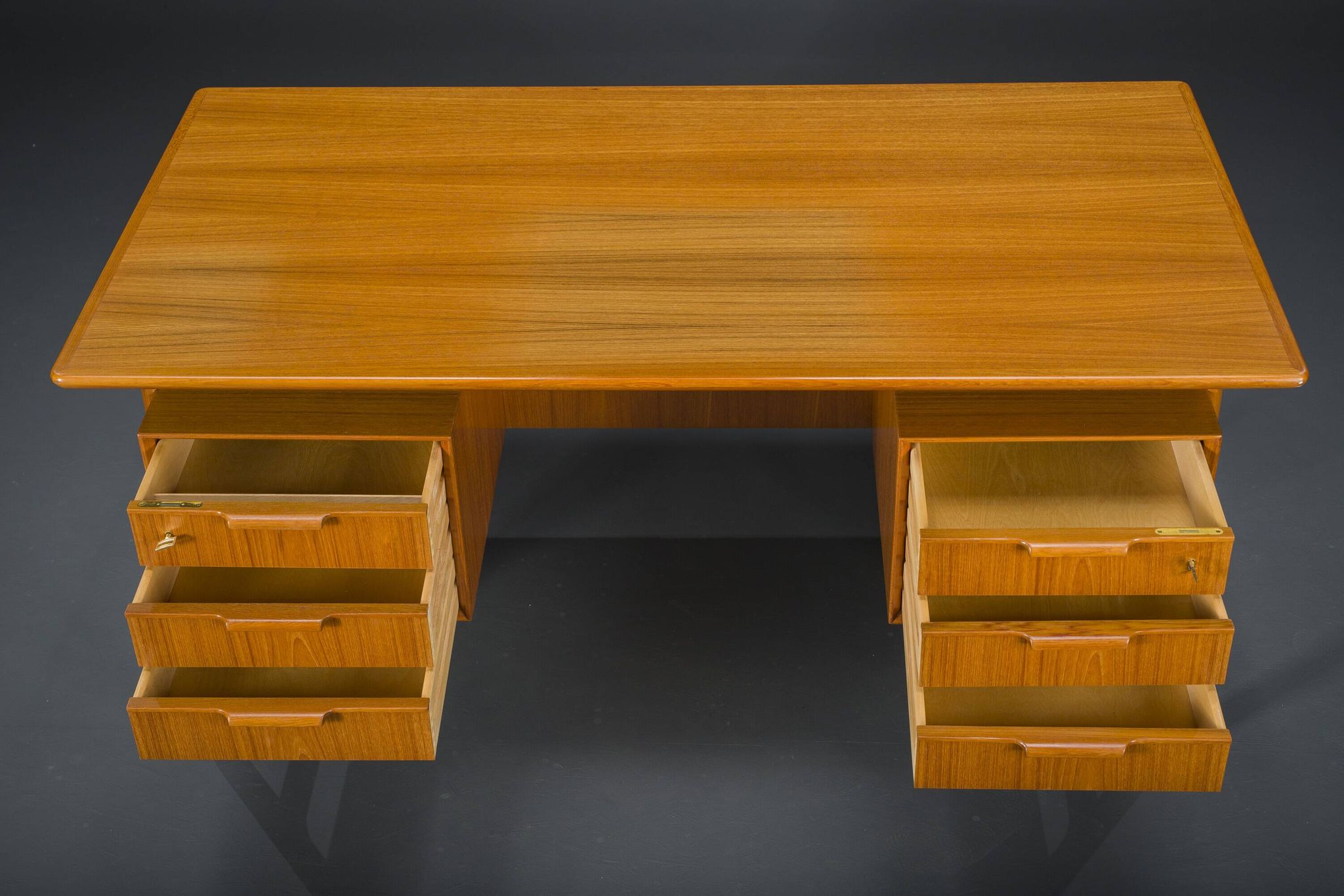Model 75 Teak Desk by Gunni Omann for Omann Jun Furniture Factory, 1960s