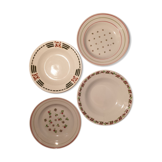 Set of 4 hollow plates in shades of red and green