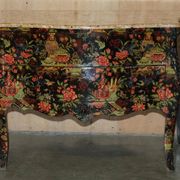 Antique Chinoiserie Commode Hand-Painted with Marble Top