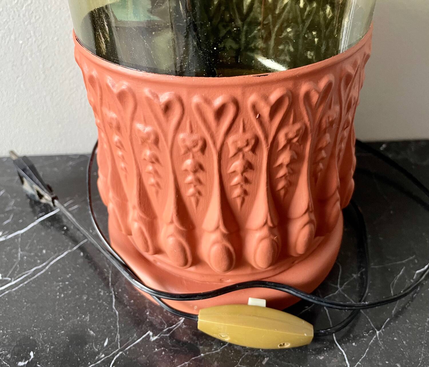 Vintage glass and metal lamp base
