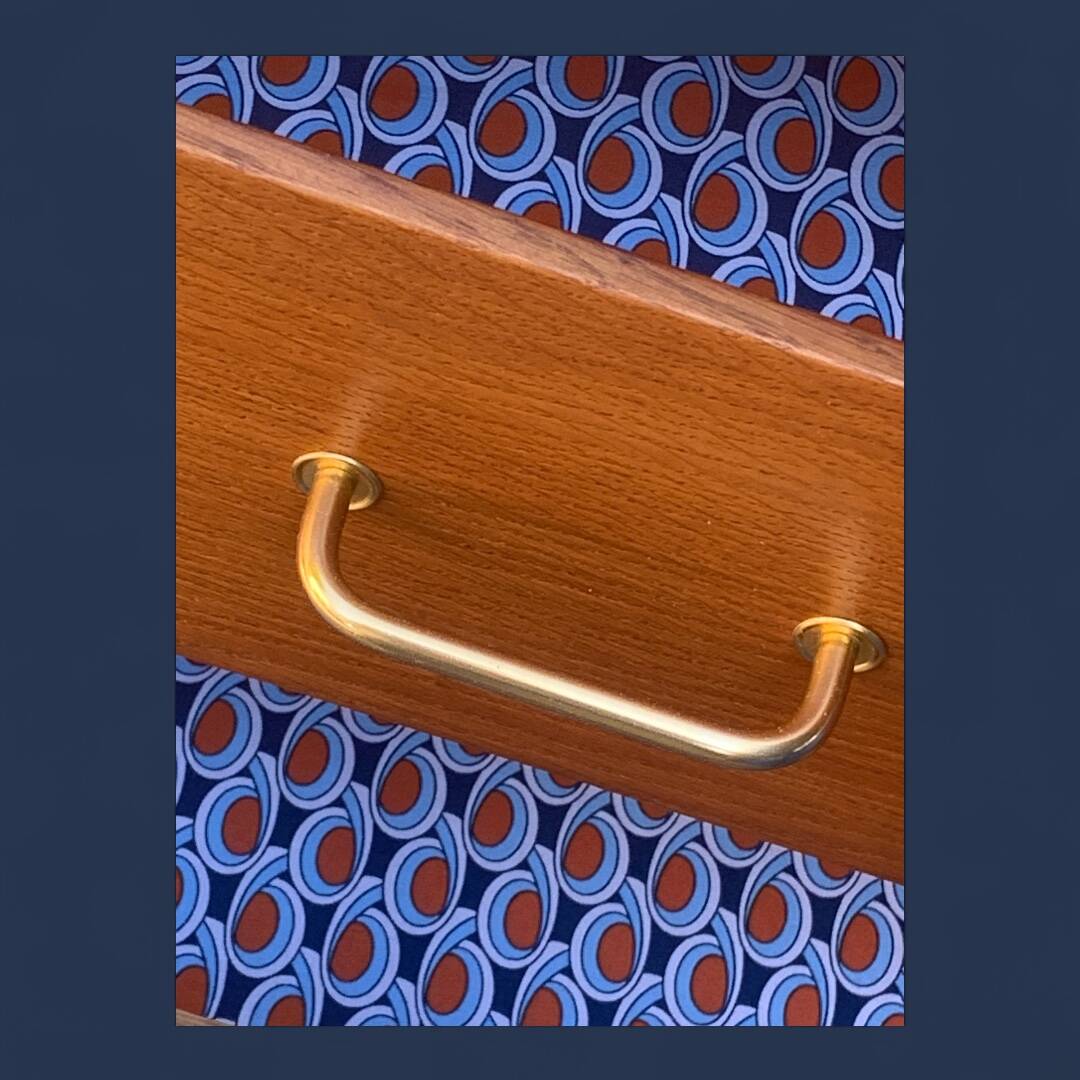 Vintage chest of drawers with oak compass legs, 1950s