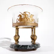 Empire tazza in fire-gilt bronze, marble and glass – France, early 19th c.