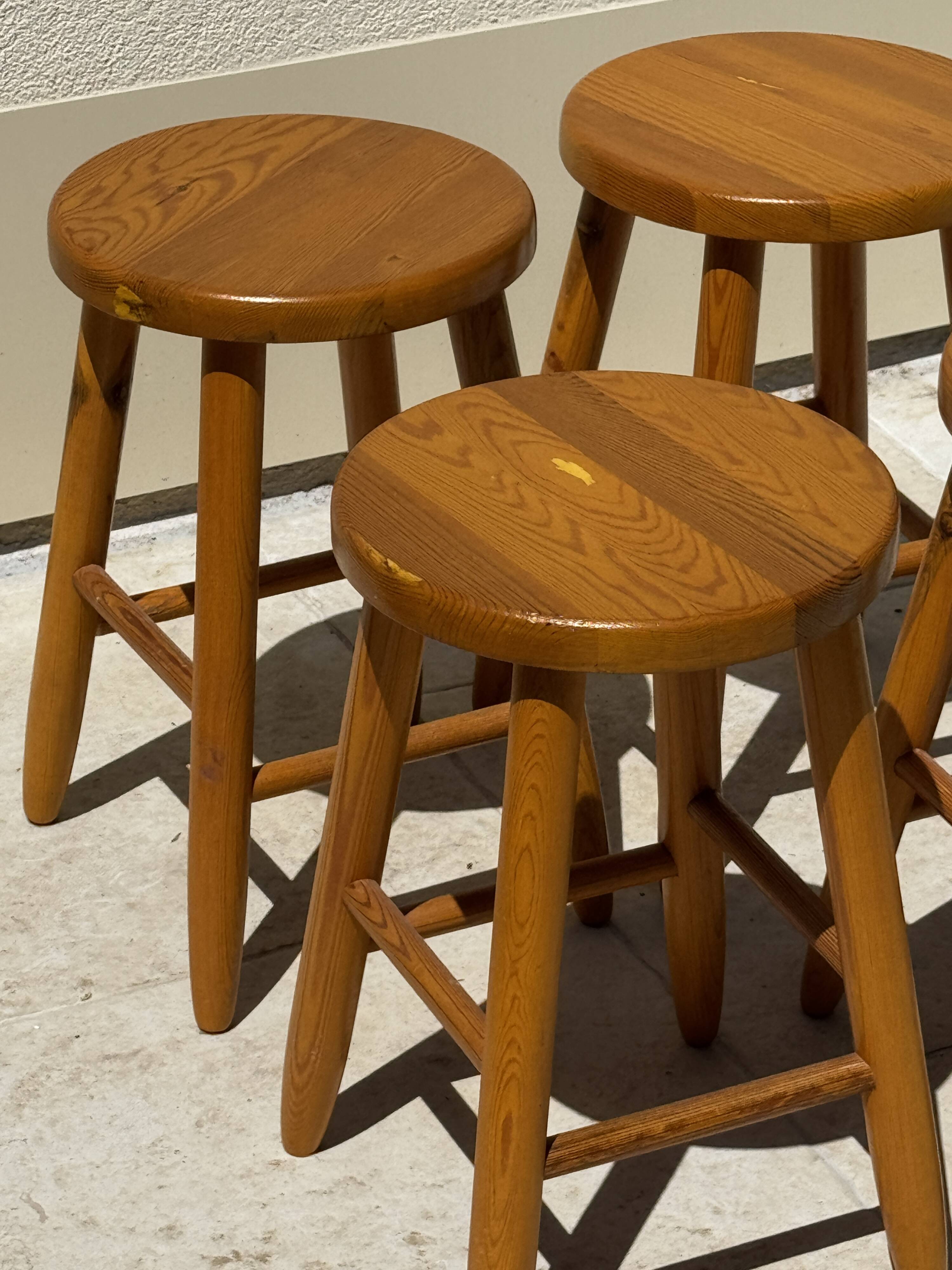 Vintage four-legged pine stool
