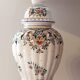 Hand-painted Rouen-style faience lamp, new artisan lampshade.