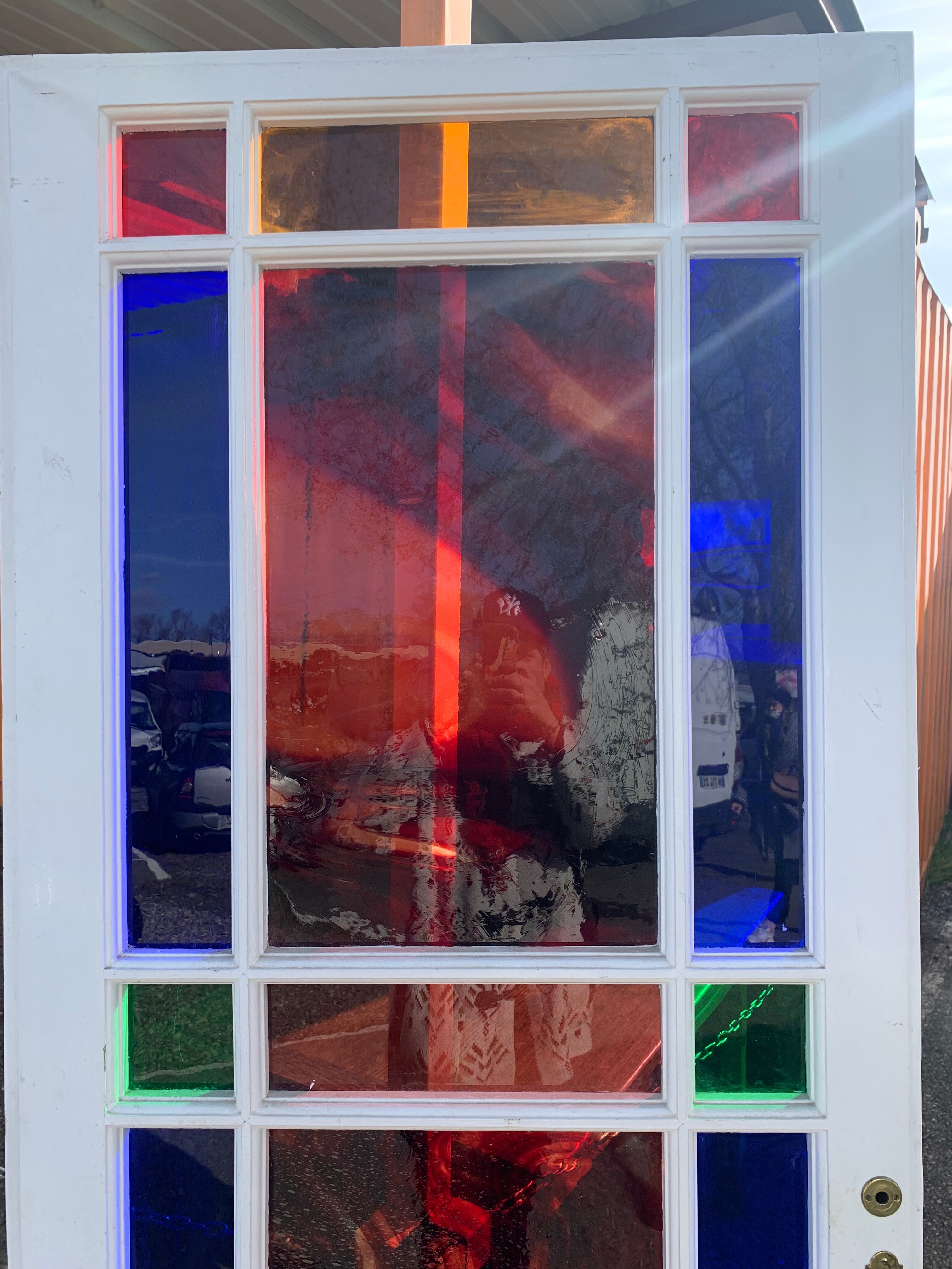 Colorful stained glass door
