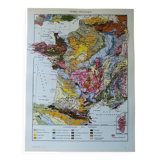 Original lithograph on France (geological + mining)