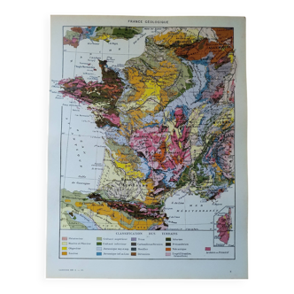 Original lithograph on France (geological + mining)