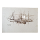 André Duculty (1912-1990) Ink wash on paper "Port de Douarnenez" Signed lower left