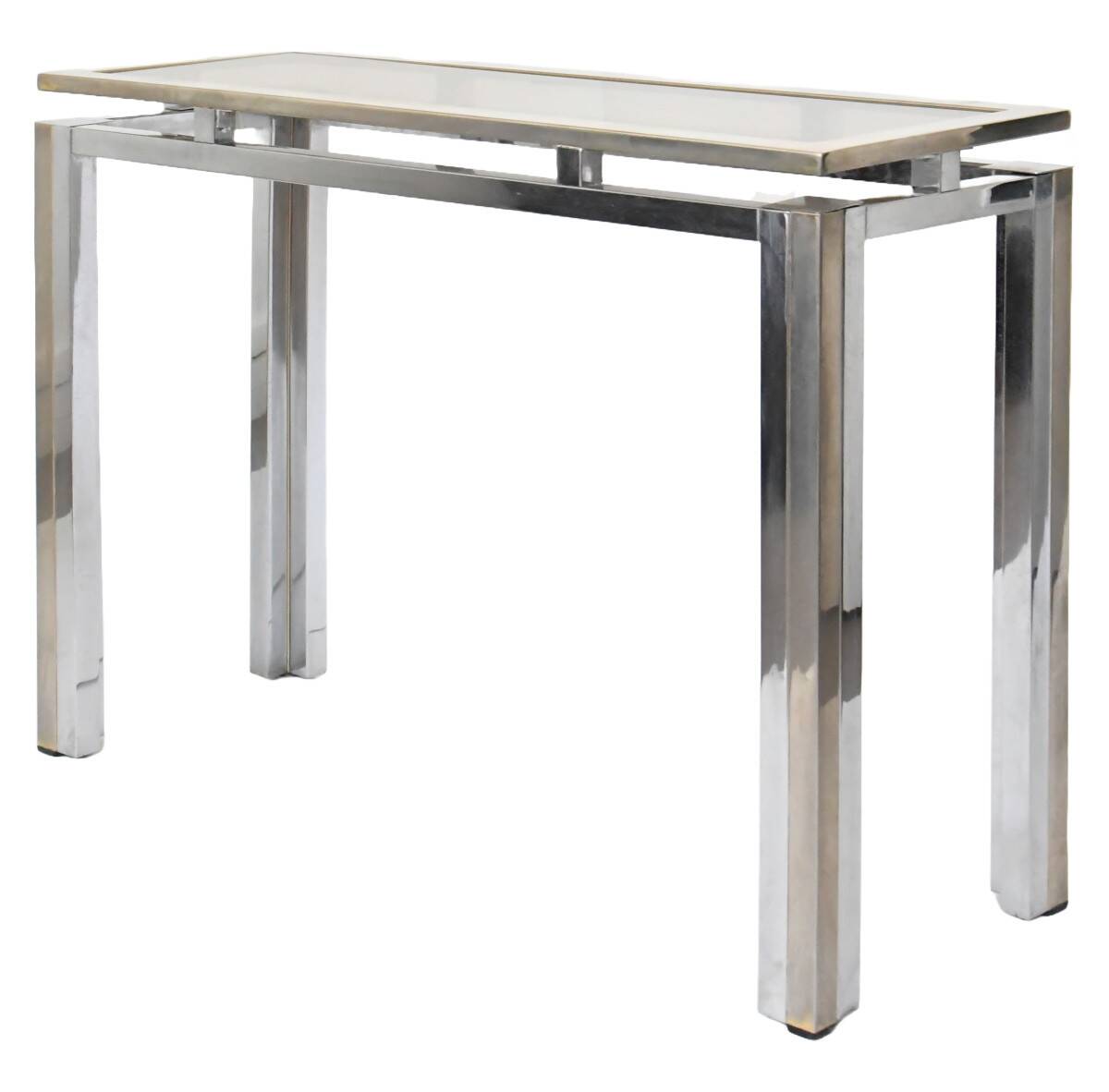 Brushed steel rectangular console