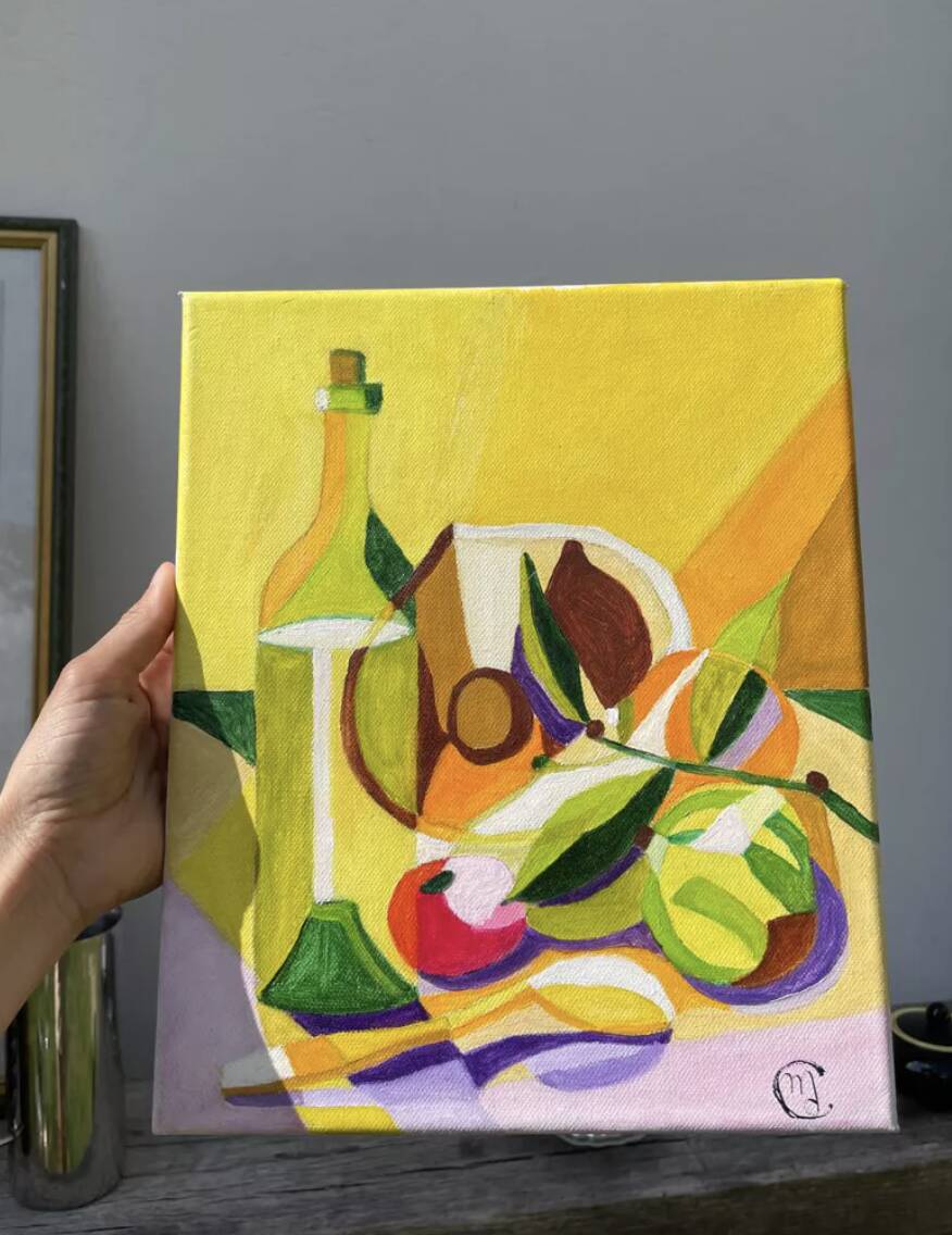 Modern still life, oil on canvas, fruit