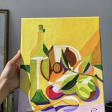 Modern still life, oil on canvas, fruit