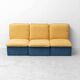 Vintage modular sofa with 3 elements in two-tone fabric – 1970s