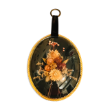 Cadre médaillon fleurs séchées vintage