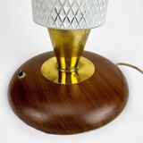 Scandinavian teak and structured glass table lamp from the 50s