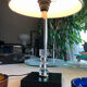 Silver-plated metal lamp base with crystal.