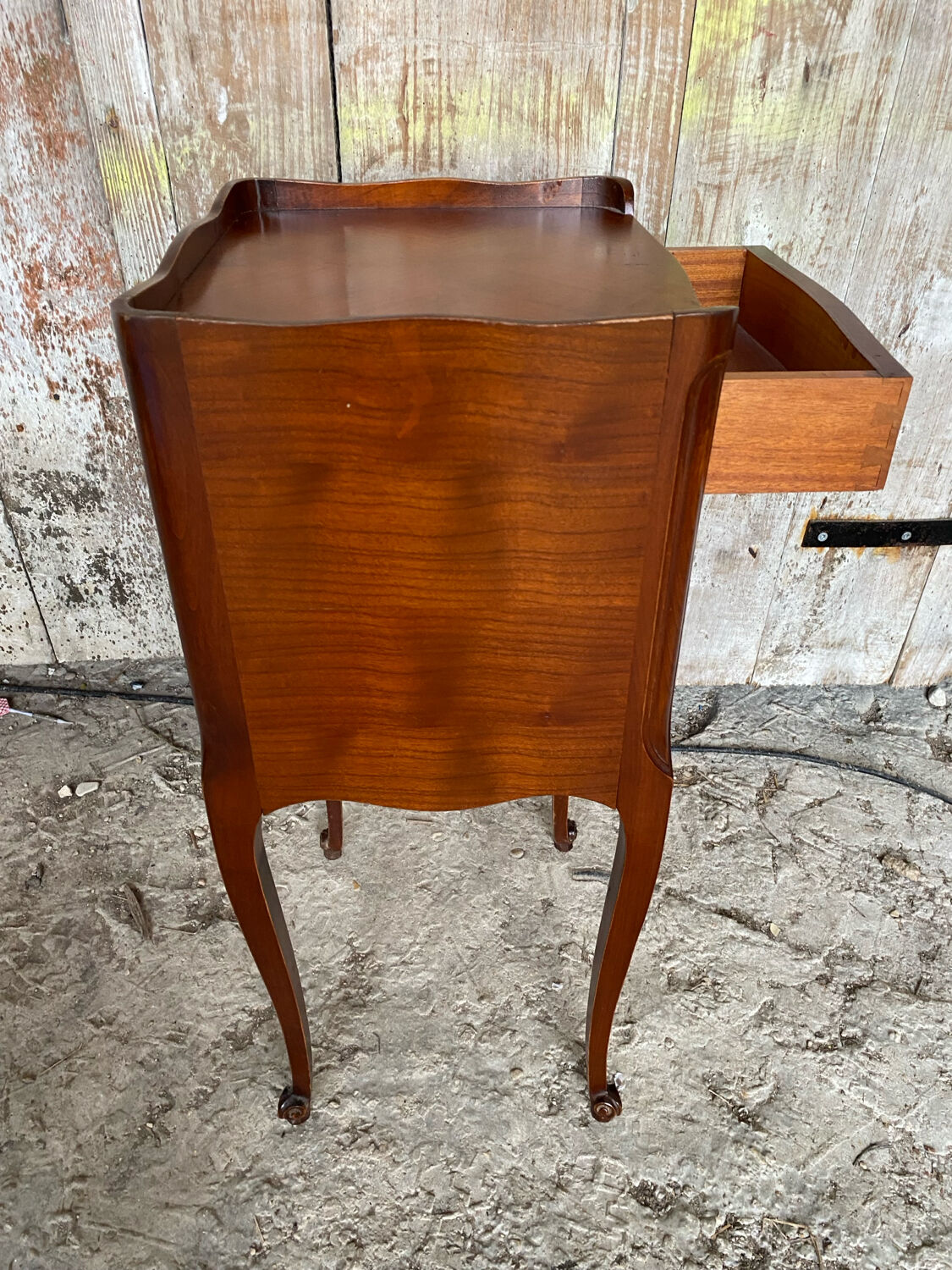 Antique Nightstand Louis XV Style Wood 3 Drawers + Vintage Case #