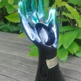 Vase in glazed ceramic green black Vallauris signed Gérard Marrel