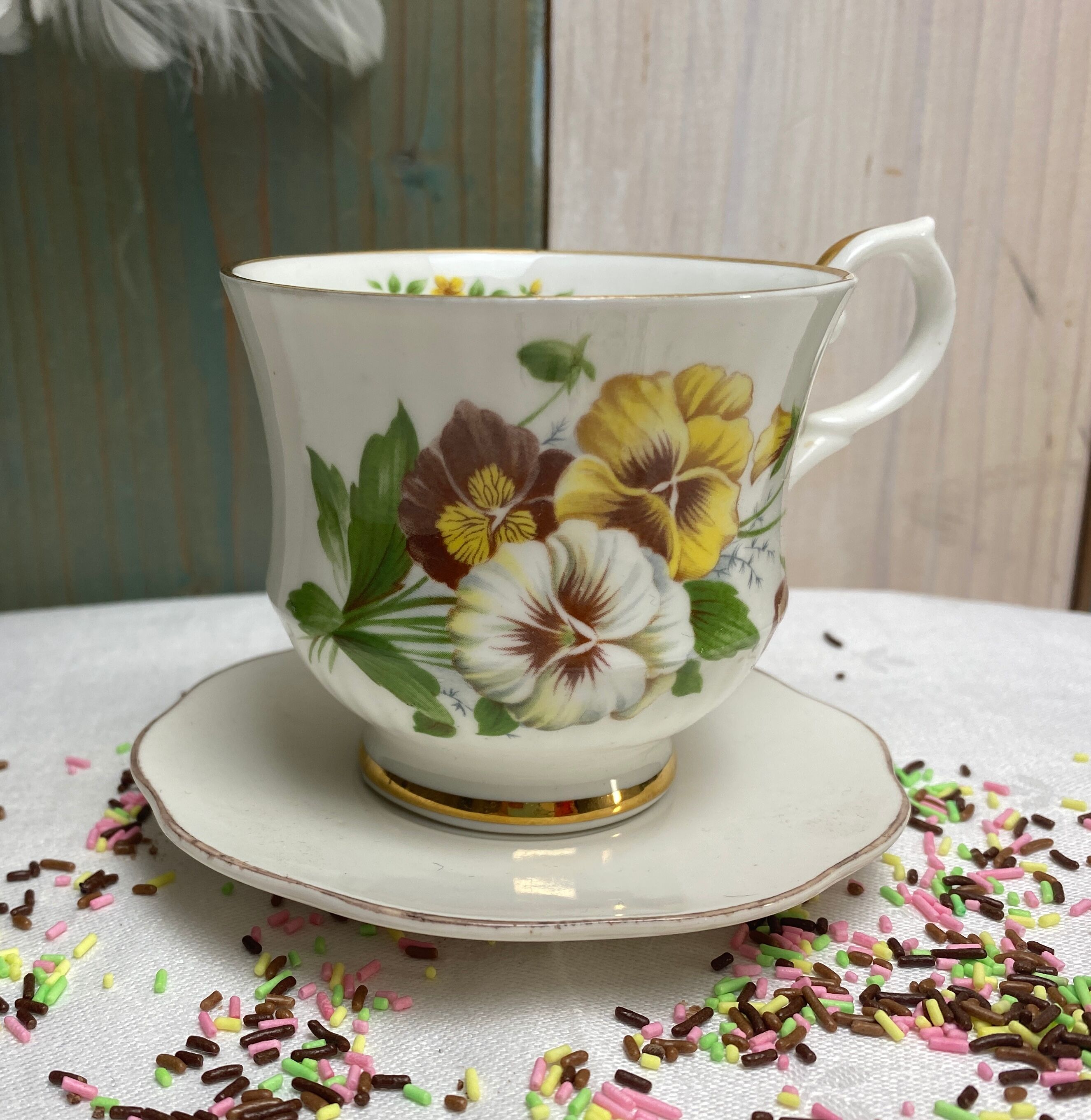Antique porcelain cup and sub-cup