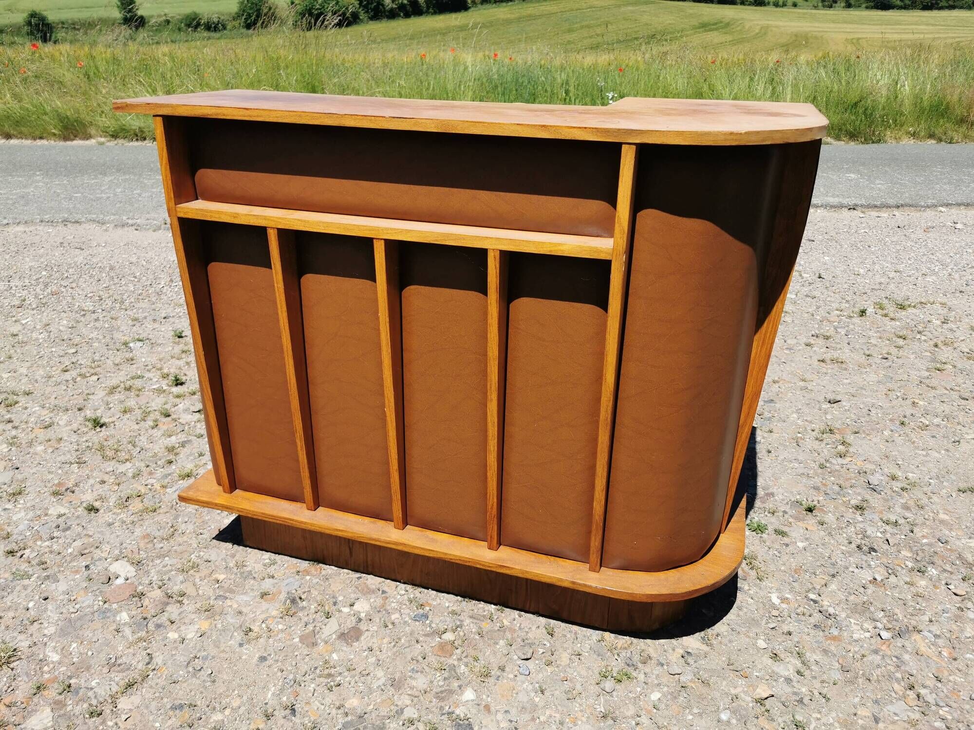 Corner bar and old stool from the 60s/ 70s, seventies skaï, vintage