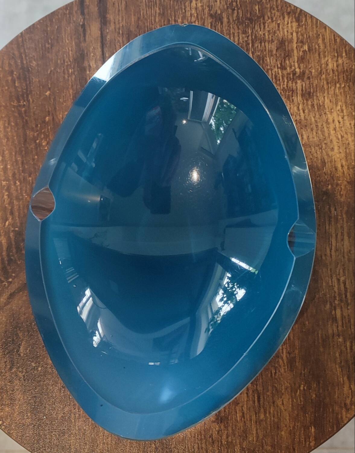 Signed art glass ashtray or bowl – vintage blue design