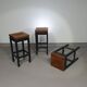 3 x tabourets de construction en chêne années 1960