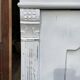 Vintage two-door wardrobe in painted white wood — late 19th century Hungarian style.
