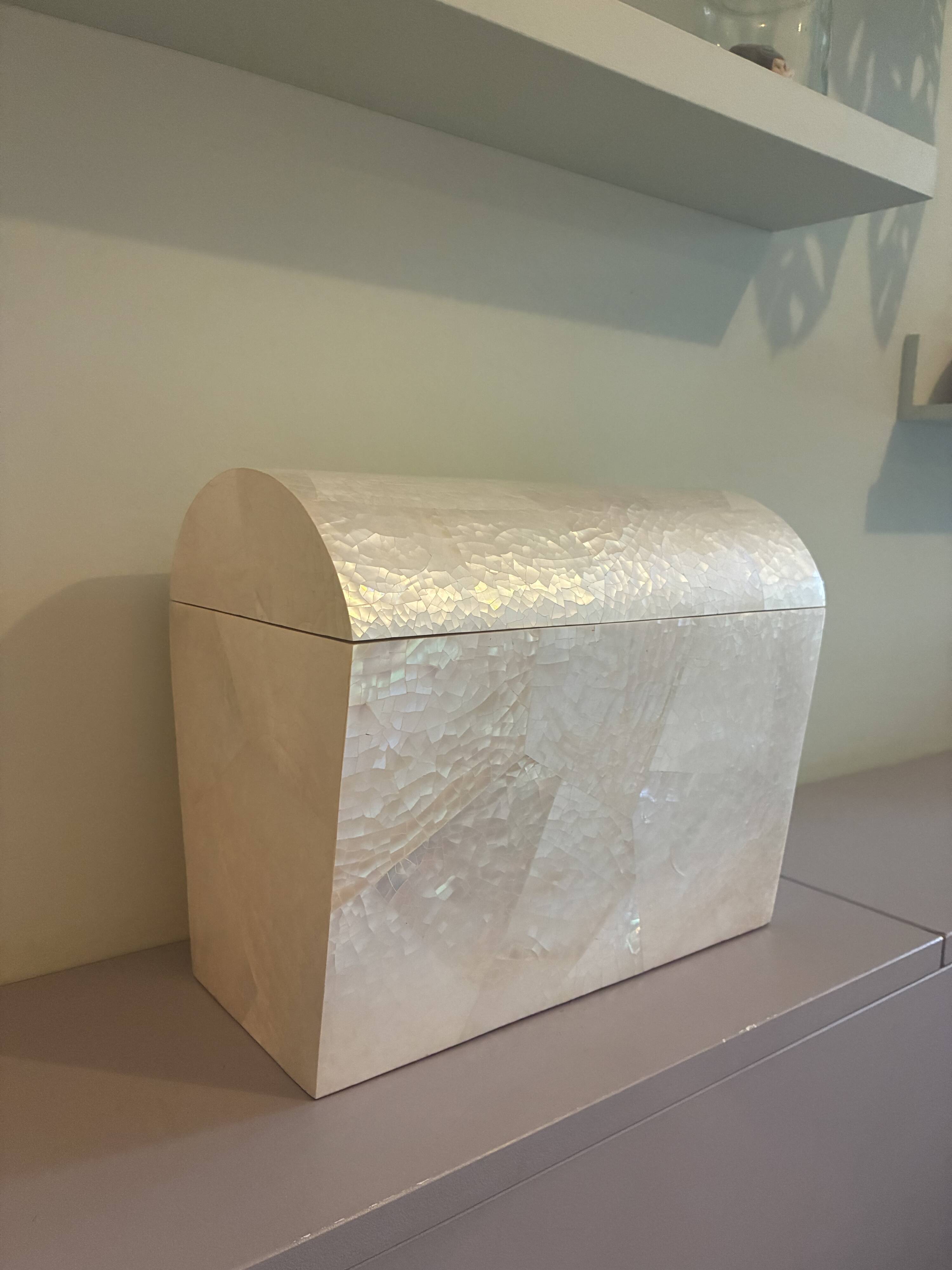 Incredible vintage large mother-of-pearl box.