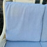 2 seater white rattan sofa