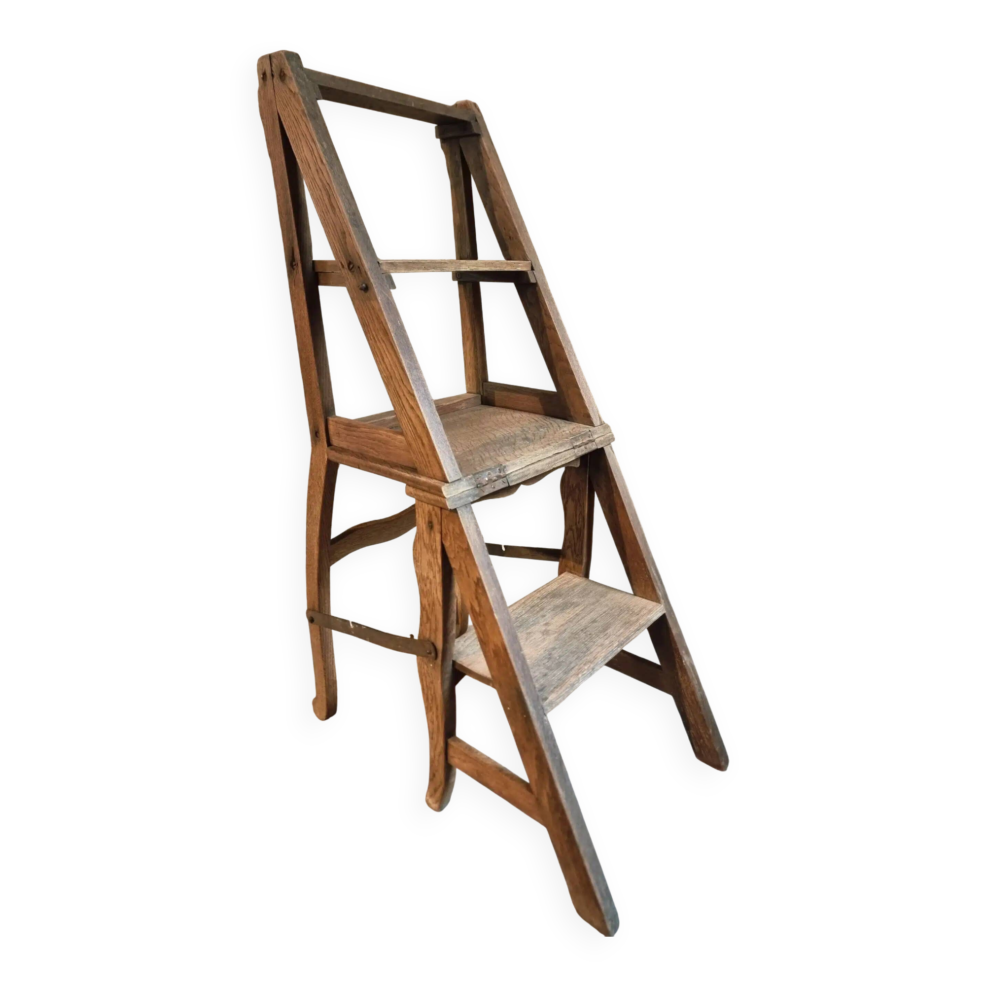 Antique French Oak Ladder Library Chair – Metamorphic Stepladder Chair