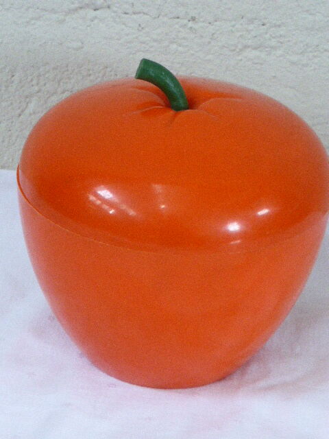 Orange apple, made in plastic ice bucket france, vintage 1970