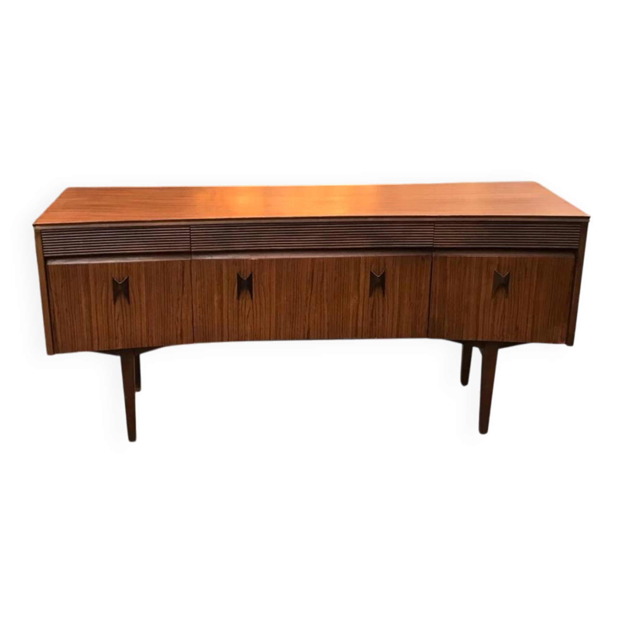 Curved teak enfilade from the 1960s in London.