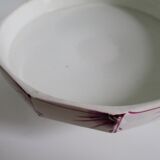 Compotier–Vintage serving plate-Cake dish–Dark pink red art deco patterns - octagonal shape