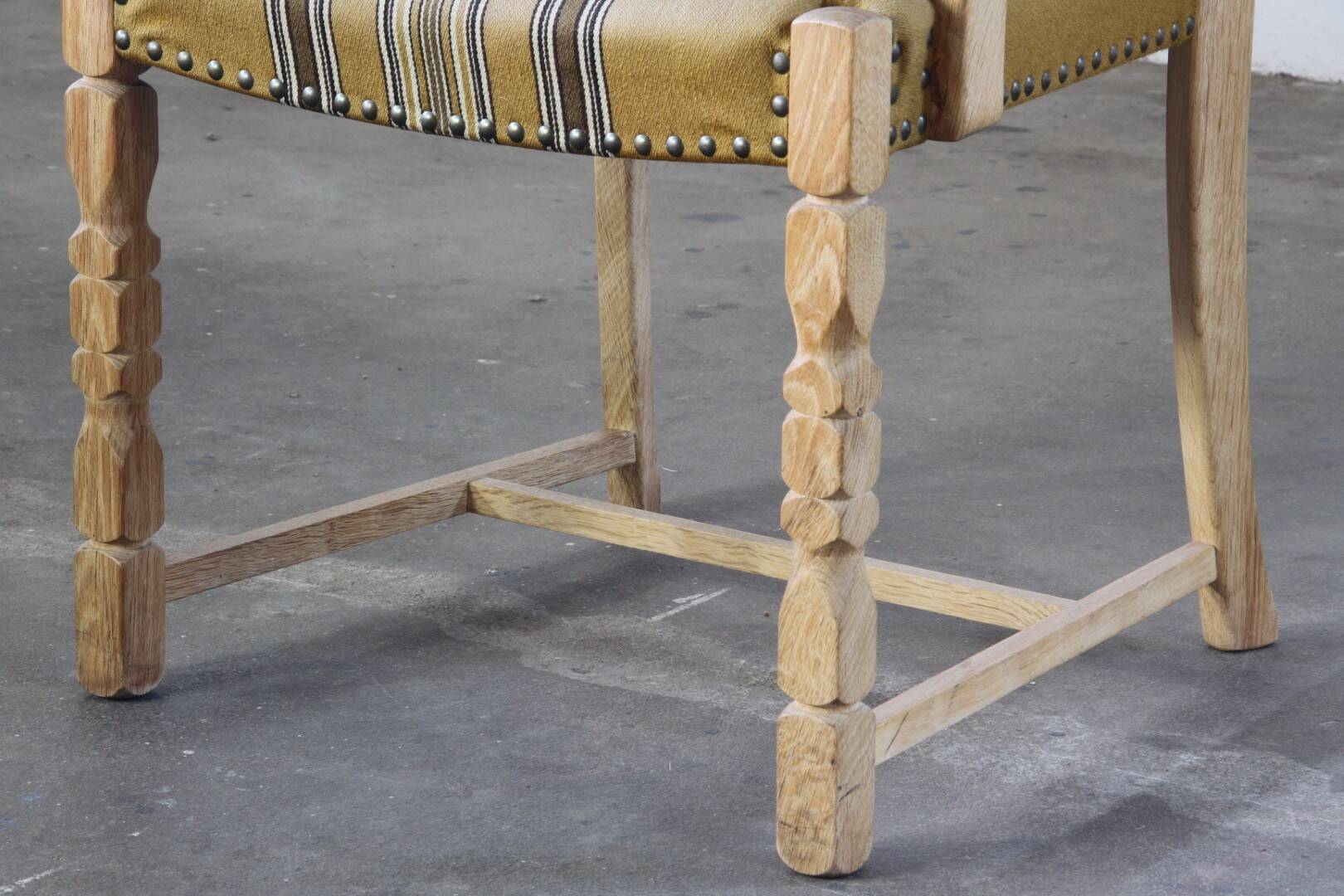 Vintage Danish Solid Oak Brutalist Armchair, Henning Kjærnulf style, 1960s