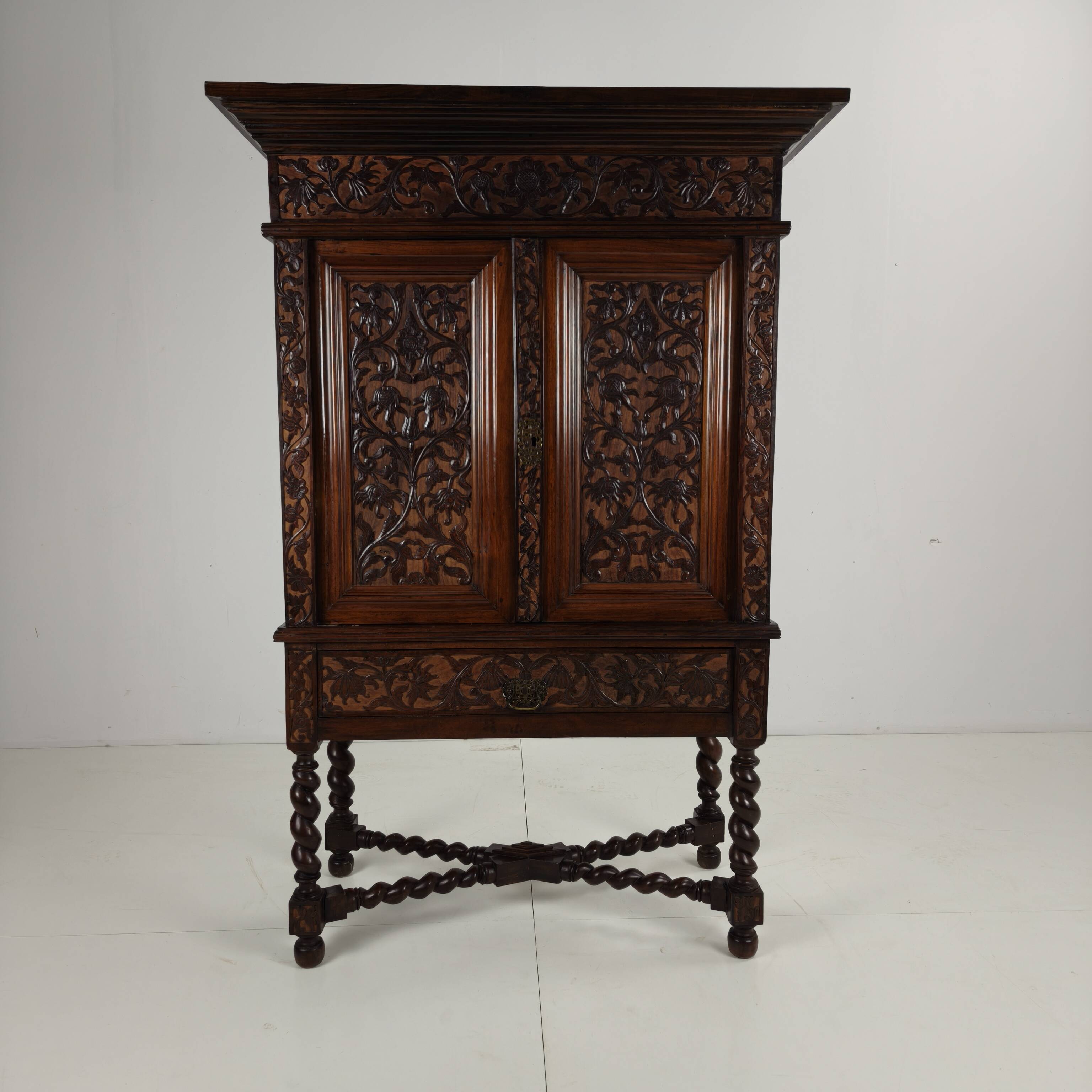 19th Century Carved Colonial Cabinet – Dutch East Indies