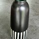 Upsala Ekeby Ceramic Vase – Black with Striped Pattern – Turquoise Interior –
