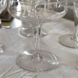 Set of 6 mismatched old crystal champagne glasses
