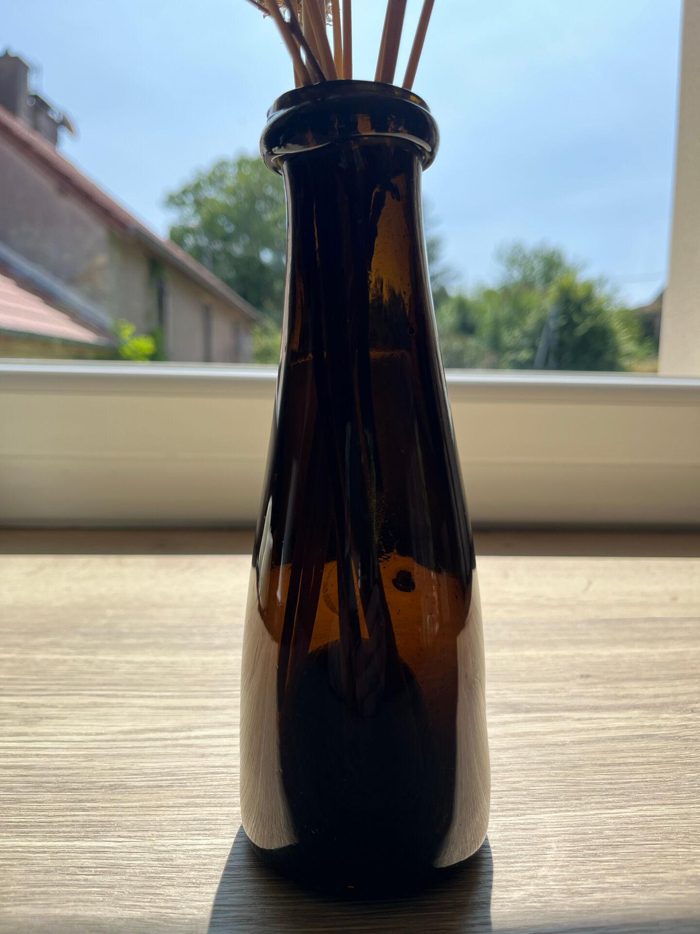 Antique amber glass vase