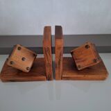 Pair of bookends with wooden dice