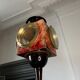 Lampe à poser lampadaire 'Oiseau' par ALDO TURA, parchemin peau de chèvre rouge, ca 1950