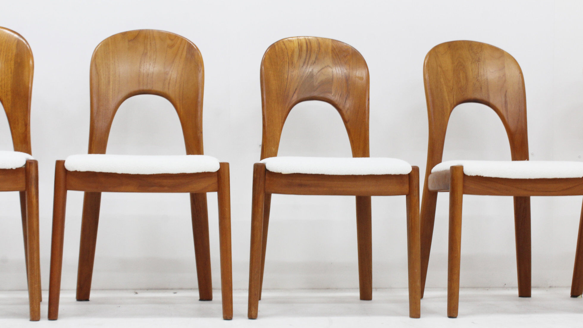 Vintage Danish dining chairs by Niels Koefoed solid teak, set of 10