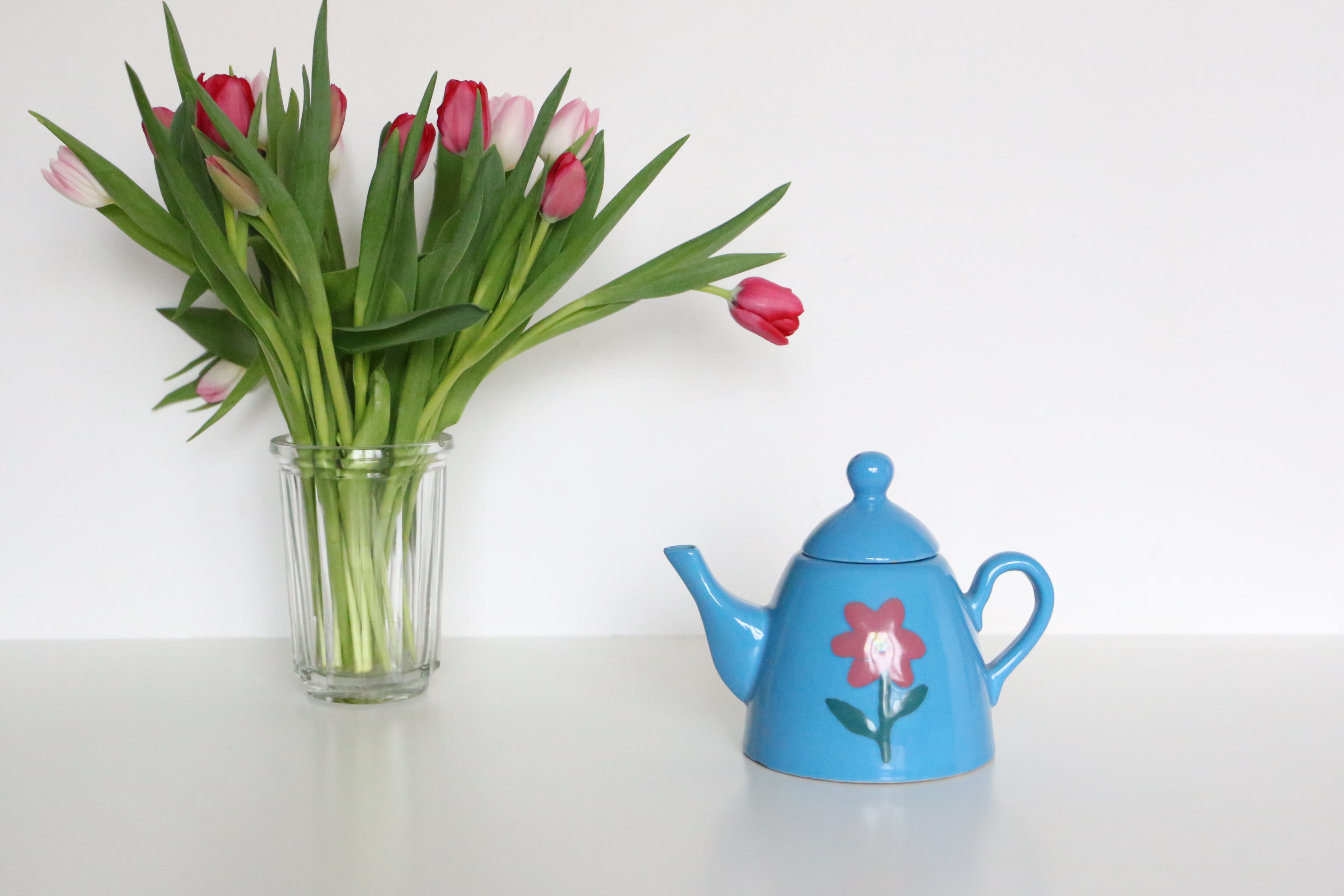 Blue ceramic teapot, vintage