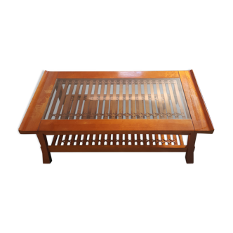 Vintage wood and glass coffee table