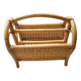 Bamboo and wicker magazine rack 1970