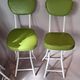 Set of 4 folding cocktail chairs in olive green faux leather from the 1970s.